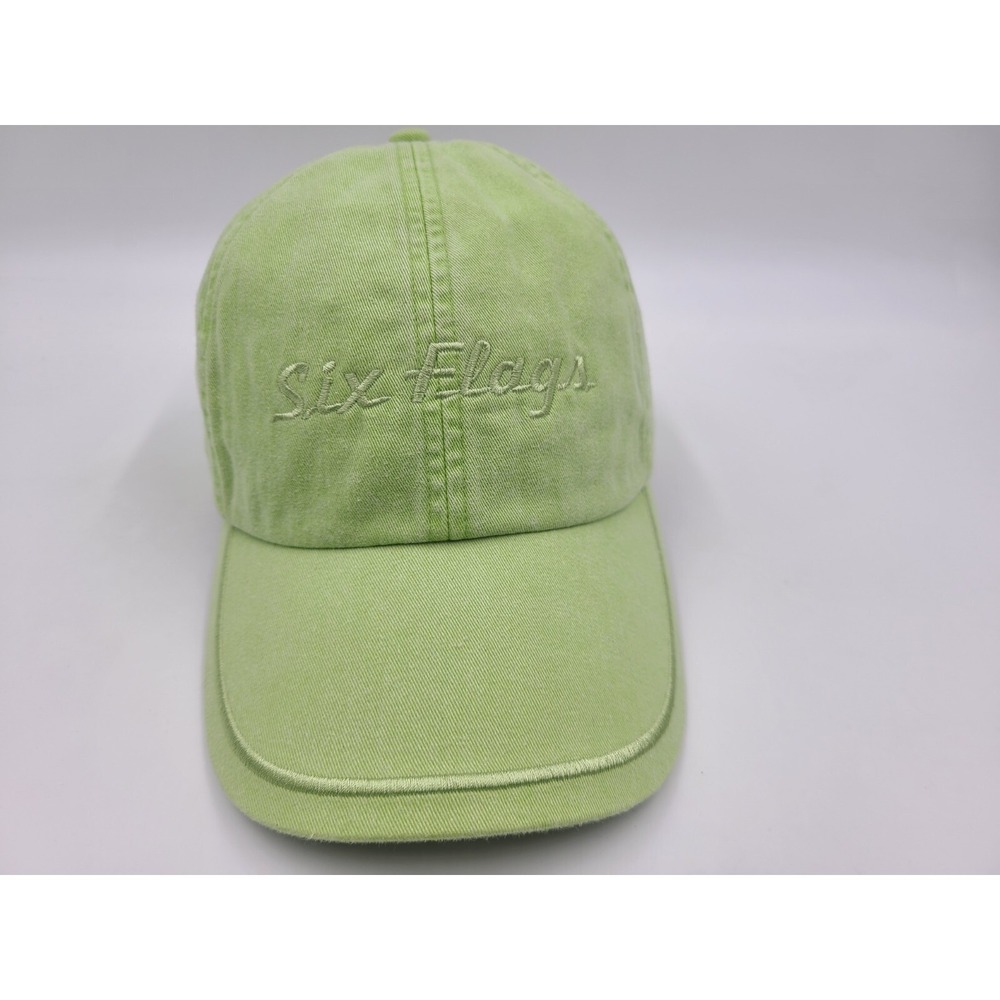 Women Six Flags Spellout Adjustable Hat Cap Theme Park Beach Baseball Mom Green